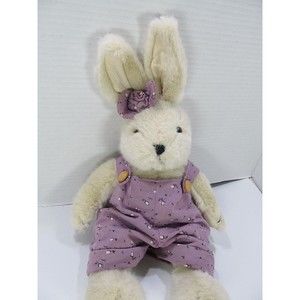 Unbranded Beige Floppy Bunny Purple Floral Jumper Corderoy Ears Feet 15"